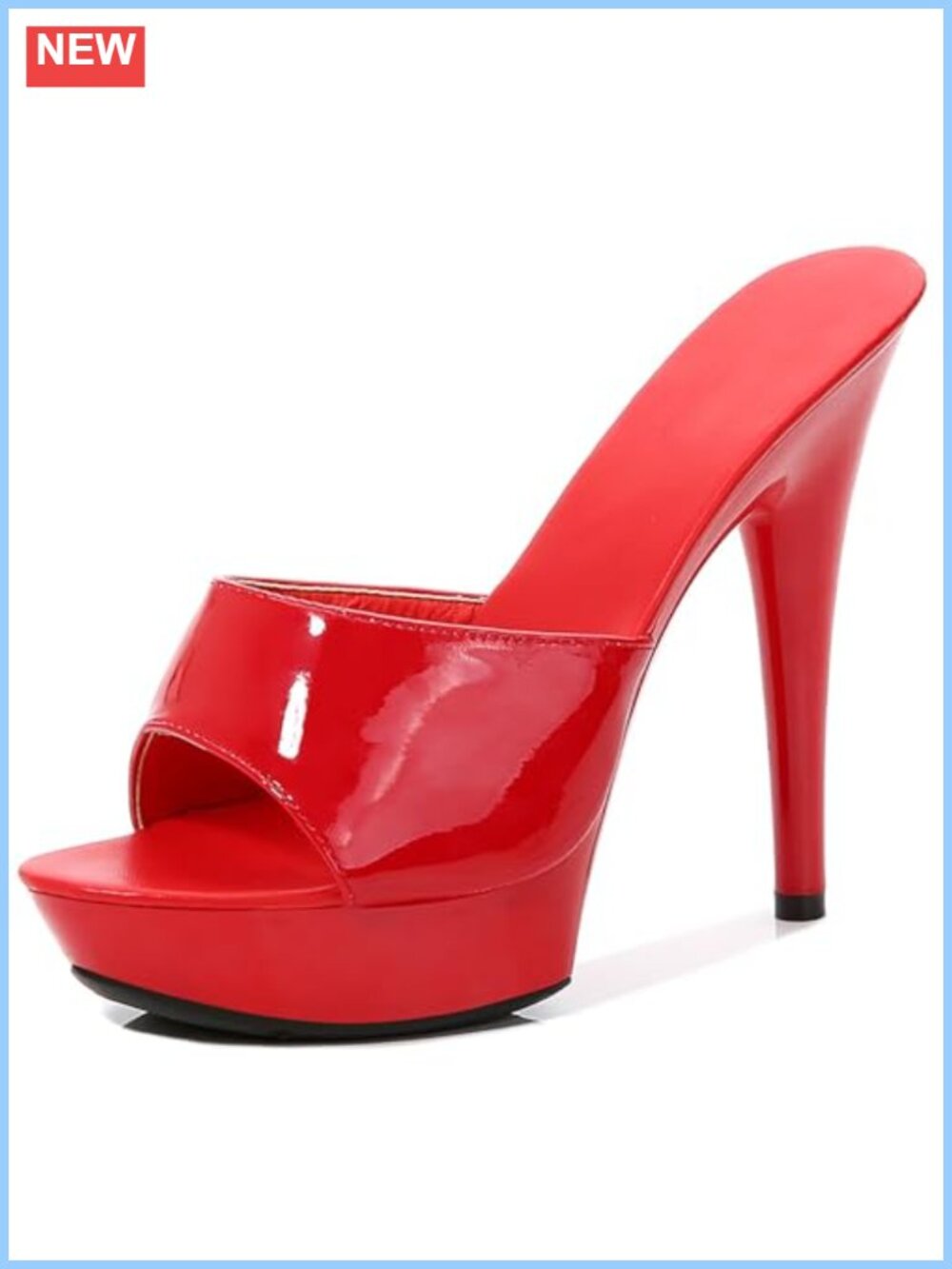 Women's Patent Leather Fish Mouth Platform Heeled Sandals Stiletto Slip On